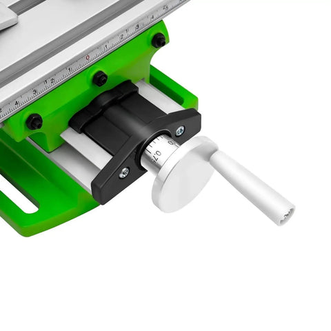 Close-up of the adjustable knob on Mini Multifunctional Metal Lathe Machine With Adjustable Cross Slide Compound Table.