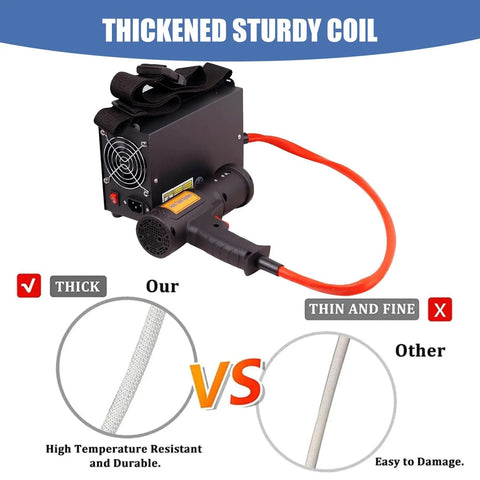 Tough As Nails 1500W Magnetic Induction Bolt Heater With Four Swap Coils And Rugged Carrier Case For Knockout Nut Bearing Removal Ergonomic Grip Real Deal Tool Black showing thickened sturdy coil.