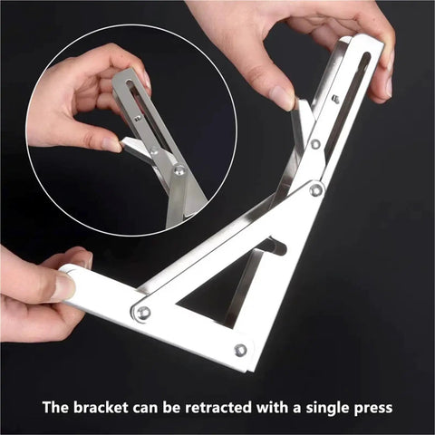 Heavy Duty Triangle Folding Shelf Brackets Set Of 2 Adjustable Wall Mounts For Shelves Benches And Tables Black 8 Inch with screw mechanism