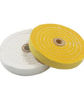 Super Thick 2 Pack 6 Inch Cotton Buffing Wheels Featuring 5/8 Inch Arbor Mount Heavy Duty White And Yellow Cotton Pads