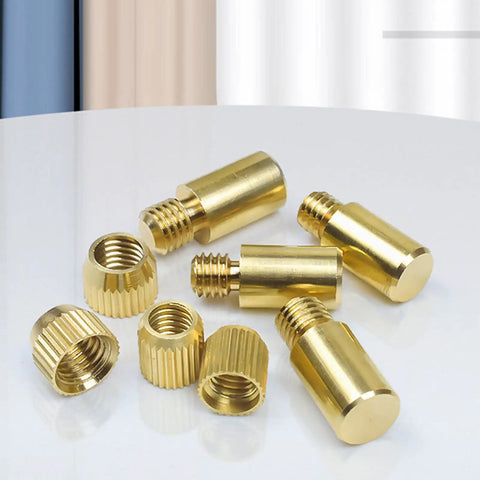 20 Piece Heavy Duty Metal Shelf Brackets And Shelf Pins Set shown in brass material on white surface