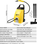 Powerful 3000W Steam Cleaner With 3.5L Tank And High Pressure For Home And Car Deep Cleaning Quick 40 Second Heat Up features detailed specifications and accessories.