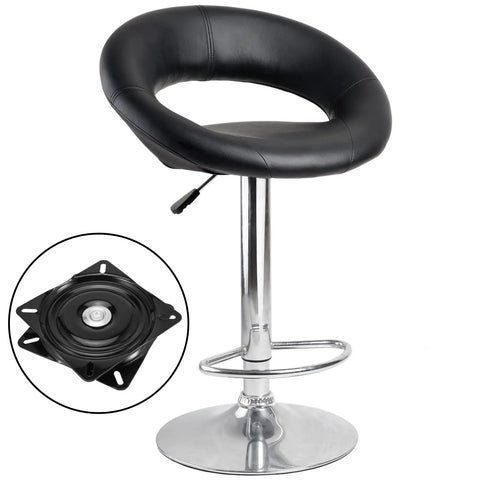 4 Pack 6 Inch Bar Stool Swivel Plate Replacement with Ball Bearing Base Mount, shown with modern bar stool for smooth rotation.