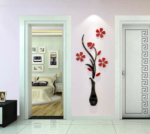 Red 3D Vase Wall Murals For Living Room And Bedroom Dope DIY Wall Decal Originality Sticker Gift Large 59 By 23 Inches Adds Modern Bold Flair