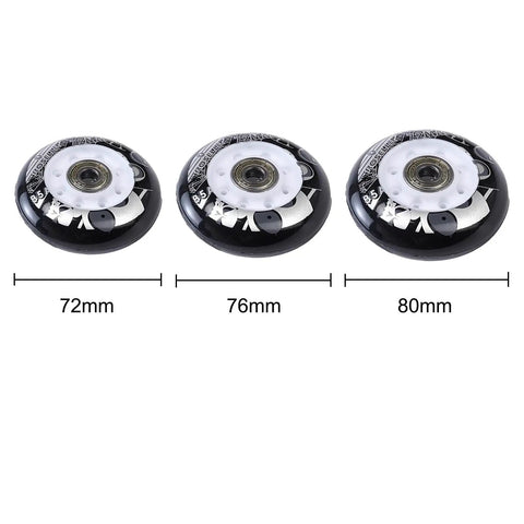 Inline Skate Wheels For Outdoor And Indoor Use 85A Hardness 72mm 76mm 80mm 8 Pack With Bearings Black Durable PU Material