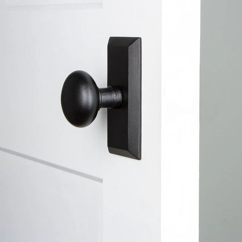 Vale Short Plate With Keep Knob In Black Iron For Modern Doors A Sleek Alternative To Traditional Rosettes Elevates Interiors Complements Black Door Handles Durable Iron Finish No Fuss Operation