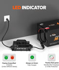 LED indicator charger and 36V 100Ah LiFePO4 Battery With Bluetooth Low Temp Protection, 43.8V 25A Charger, Built-In 100A BMS