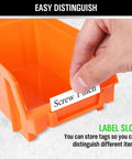Orange bin with label slot for 30 Bin Wall Mounted Hardware Organizer For Screws Nuts Bolts Nails And Small Parts
