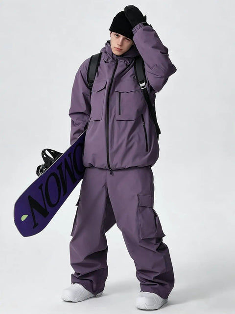 Mens Baggy Snow Suit With Insulated Ski Jacket And Pants Set Waterproof Windproof Breathable