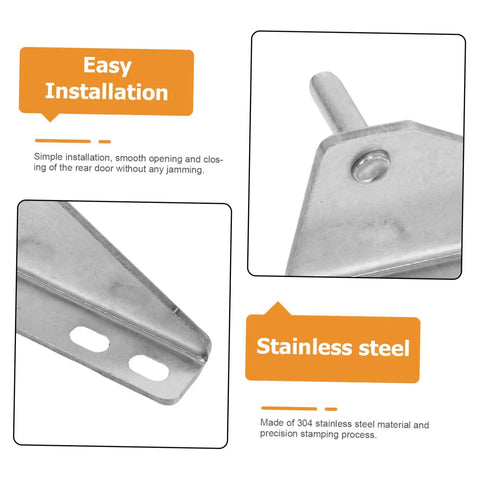 Close-up of Top Shelf Stainless Steel Freezer Door Pivot Hinges 2 Pieces Set, showing easy installation design and stainless steel construction.