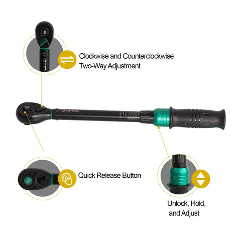Three Eighths Inch Drive Click Torque Wrench Dual Direction Pro Grade Performance 5 To 45 Foot Pounds with highlighted features