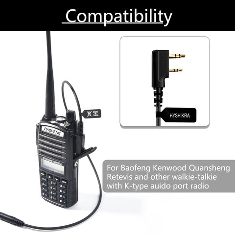 Universal Ham Radio Earpiece Adapter Cable Plug And Play All In One 2 Pin K Type To 3.5mm Female Headset Jack next to walkie talkie