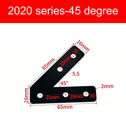 Six Piece 45 Degree L Brackets For Aluminum Profile Extrusion Corner Braces Joining Plates 2020 Series European Standard