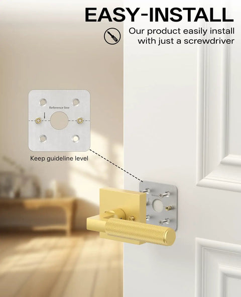 4 Pack Brushed Gold Dummy Interior Door Handles For Closet French Doors Pantries And Interior Push Pull Doors Decorative Non Turning Door Levers, easy install