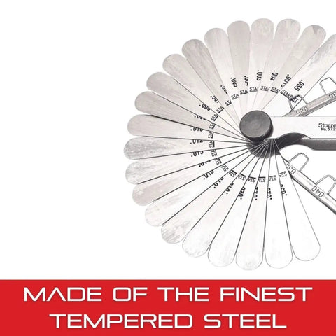 Tempered Steel Thickness Gauge With Easily Removed Leaves For Precise Carpenter Grade Measurements Perfect For Home Improvement Projects 22 Leaves Range From.0015 To.035 Inches Model 572A