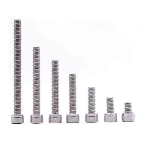 Premium Grade M3 X 16mm Socket Head Cap Screws, 18 8 Stainless Steel Heavy Duty Hardware, showing different lengths of screws.