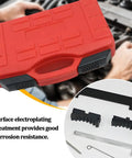 Top Shelf Car Timing Tool Kit Built like a Tank to Hold Your Engine Tight Includes Camshaft Belt Locking Pins and Tensioning Alignment Set Made from Tough Carbon Steel Fits 16V 1.4 1.6 1.8 Motors EN6340 KM6340 Garage Must Have Red Gear toolbox with locking pins and tools for engine maintenance.