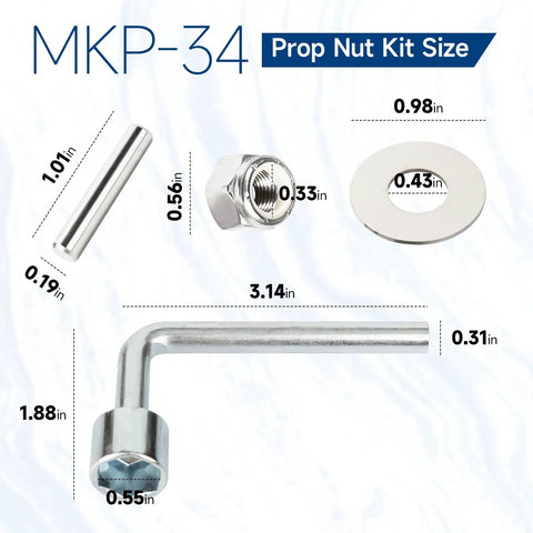 Prop Nut Kit E MKP-34 For Trolling Motor Shear Pin Replacement, Easy Install, Compatible With MKP-33 And MKP-38 Weedless Wedge 2 Prop, Includes Prop Nuts And Washers, Stainless Steel Construction, Part 1865019, Heavy Duty Upgrade