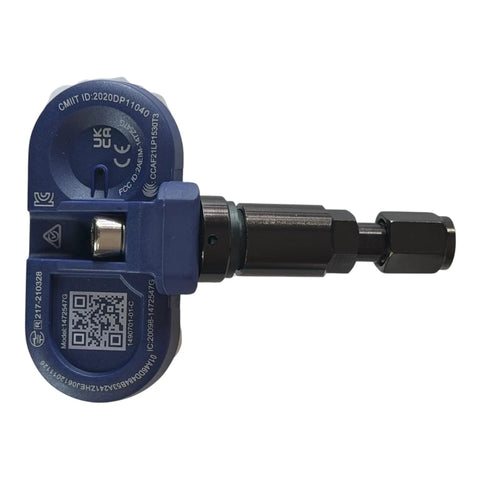 Wireless Bluetooth TPMS Tire Pressure Monitor Compatible With Tesla Vehicles Featuring Dead On Readings And Instant Low PSI Alerts, detailed view of tire sensor.