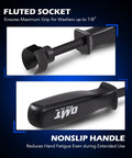 3 Piece Drum Brake Tool Kit with Brake Spring Tool and 9 in Dual Ended Pliers with Non-slip Handle and Fluted Socket