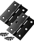 Two Pack Small Door Hinges, Black Stainless Steel 3 Inch Hinges With Screws For Wood Doors, Cabinets And Windows