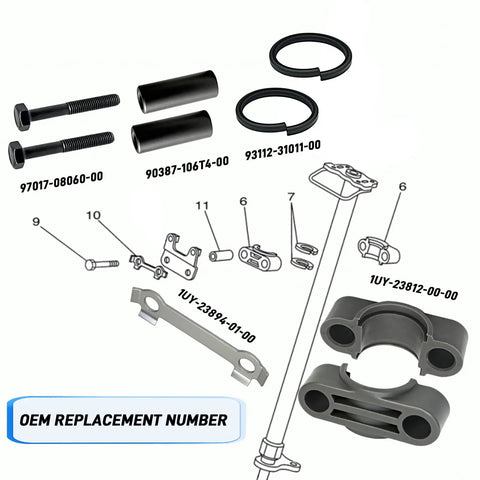 Diagram of Heavy Duty Steering Stem Bushing And Collar And Seal Washer Kit For Yamaha ATVs with parts labeled
