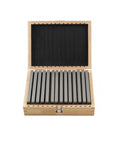 Top Shelf Alloy Steel Parallel Gauge Blocks Kit With 14 Super Precise Pairs showing neatly arranged parallel blocks in a wooden case.