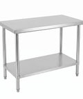 Premium 40x20 Stainless Steel Work Table Beefy Frame Heavy Duty Prep Station With Lower Shelf 600 Pound Capacity.
