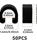 50 Pack Bicycle C Clips Clamps Kit For MTB And Road Bikes Dope Durable Plastic Cable Housing Guide And Shift Cable Clamp For Derailleur Shifter Cycling 11.5 By 11.6 Millimeter Size with dimensions