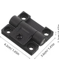 Torque Friction 90 Degree Right Angle Hinge For Cabinets And Industrial Boxes With Adjustable Torque Prevents Door Sag And Looseness Easy Install No Tool Needed Fast Fit Black Plastic Pair Luxshiny product image showing black hinge with dimensions labeled in centimeters and inches.