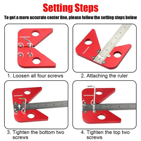 Go To Center Finder Tool Pro Grade For Woodworking And Lathe Quick Accurate Circle Centering And Marking Tool setup steps diagram