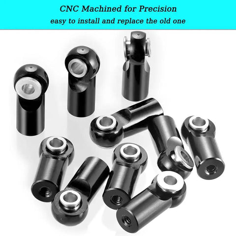 10 Pcs M2 Tie Rod End Ball Joint Link Ball Head Holder For RC Cars And Trucks Upgrade Part Black CNC Machined Metal Durable Easy Install For Hobbyists And RC Enthusiasts, black M2 ball joint links