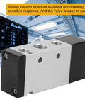 Industrial Pneumatic Solenoid Valve For Air Control, 2 Position 5 Way Aluminum Alloy Body, G3 8 Inch Ports, Model 4A310-10