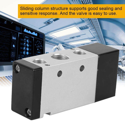 Industrial Pneumatic Solenoid Valve For Air Control, 2 Position 5 Way Aluminum Alloy Body, G3 8 Inch Ports, Model 4A310-10