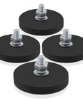 4-piece rubber-coated bolt-on magnets with M6 threaded studs and nuts