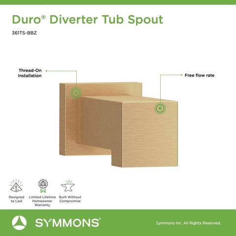 Non Diverter Tub Spout In Matte Black Large Brass Construction With Rust Resistant Finish Coordinates With The Duro Line