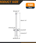 100 Pcs Aluminum Closed End Dome Head Blind Rivets 3/16 Inch And 3/8 Inch Size With Grip Range 0.11 To 0.20 Inches diagram