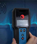 Pro Grade Auto Calibrating Stud Finder Wall Scanner displaying readings against a textured wall background.