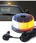 Hella Durable 14 Mode Led Warning Beacon With Badass Magnetic Mount For Forklift Construction Trucks And Farm Equipment White Amber Strobe Light Super Knockout Visibility on vehicle roof with cord
