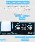Intelligent control panel of Six Layer Commercial Electric Steamer 2200W with temperature range 30 to 110°C and timer function.
