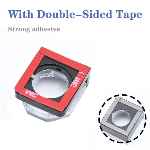 Push Button Switch Cover Dustproof Safety Protector for 22mm Switches with adhesive backing shown, transparent and red design.