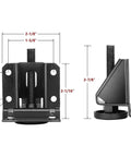 Eight Piece Cabinet Leg Levelers Heavy Duty Furniture Leveling Feet With Lock Nuts Sturdy Cold Rolled Steel For Cabinets Tables And Furniture Anti Slip Pad Height Adjustable Rotatable Thread Design Wide Bearing Base Prevents Slips And Scratches, front and side view with dimensions