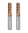 1/2 Inch Shank 4 Flute Ball End Mill, Stainless Steel, ACO Finish, front view, set of two, vibration-reducing U-Flute design.