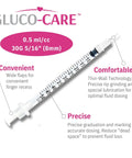 GLUCO-CARE syringe, 0.5 mL, 30G x 5/16 in (8 mm), 100 per box