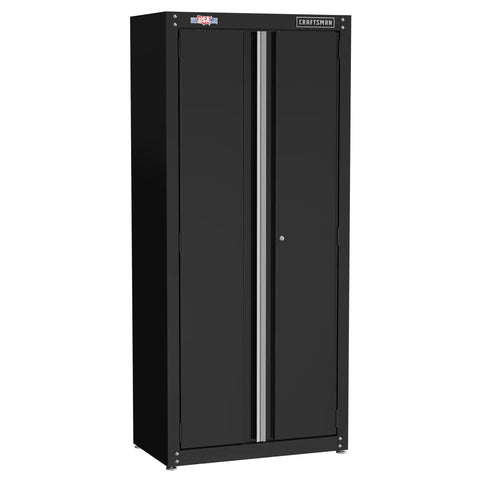Heavy Duty Metal Garage Storage Cabinet For Floor Use, 32 Inch Tall Free Standing Steel Organizer For Tools And Gear, black finish