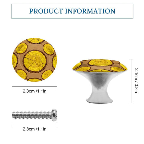 Two Pack Round Brown Wood Ring Cabinet Knobs With Screws Stainless Steel Kitchen Cupboard Handles Decorative Dresser Drawer