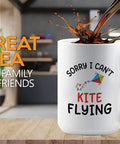 Sorry I Cant Kite Fly This Morning Coffee Mug 15oz White For Kite Lovers Paragliders And Kite Buggy Fans Gift on table
