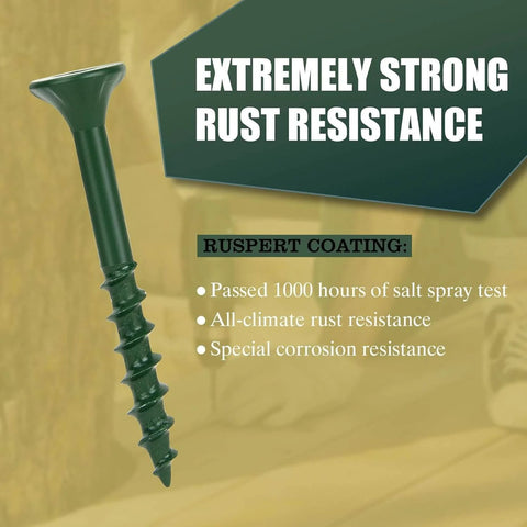 Image of Deck Screws For Outdoor Wood Fence And Decking, Built To Last, Rust Resistant Epoxy Coated With 1000 Hours Salt Spray Protection.