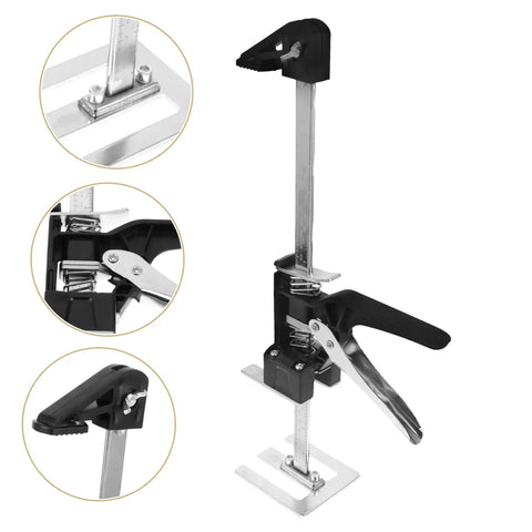 Two Piece Hand Lifting Jack Kit For Furniture Placement And Tile Leveling Features Clearly Marked Dials For Dead On Alignment, manual hoist with precise dial.
