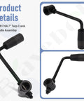Heavy Duty 7 Inch Tarp Crank Handle Assembly Part 3008176A shown from multiple angles for dump trailers.